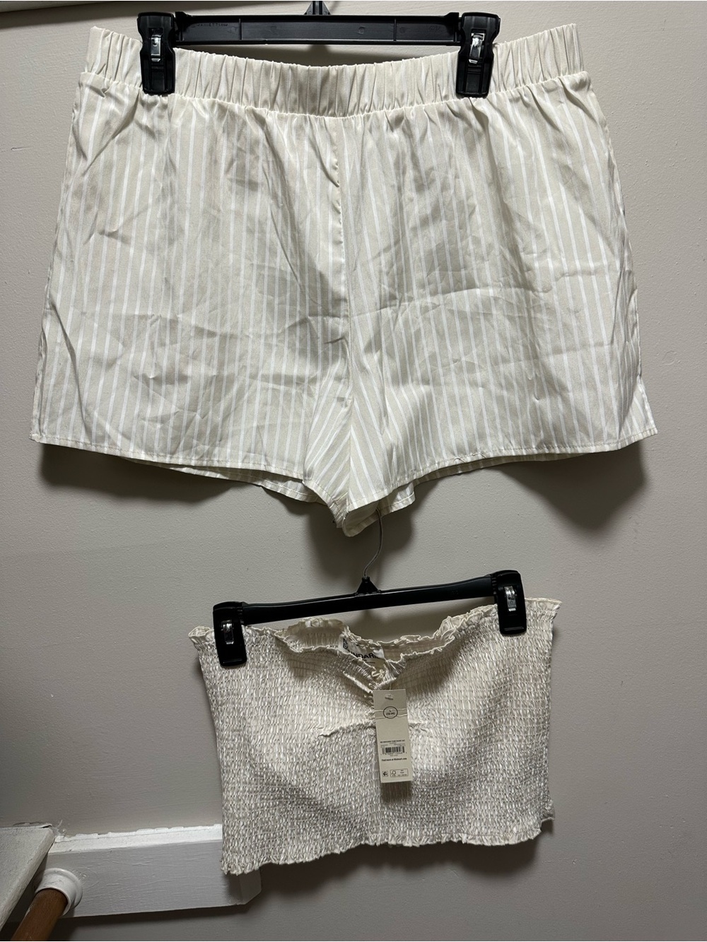 a new day Cream and White Striped High-Waist Shorts
